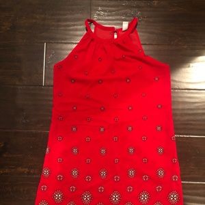 Red silk halter top dress